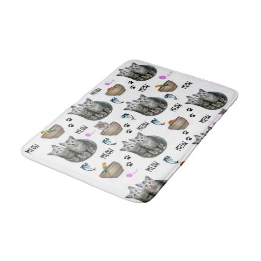 Kitten Cat Meow Badezimmer Badematte (Schrägansicht)