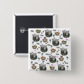 Kitten Cat Meow Square Button (Vorne & Hinten)