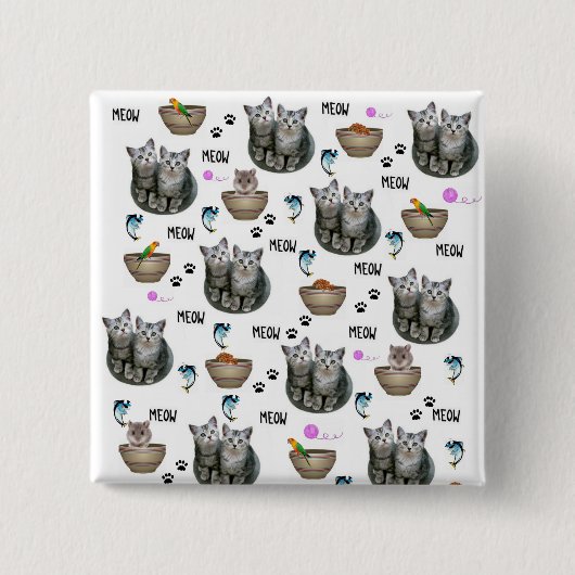 Kitten Cat Meow Square Button (Vorderseite)