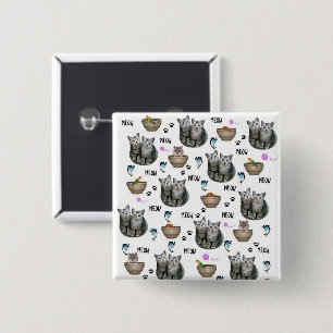 Kitten Cat Meow Square Button