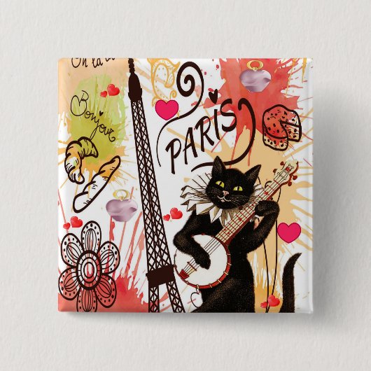 Kitten Cat Paris Frankreich, Square Button (Vorderseite)