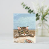 Kitten Cat Pizza Beach Postcard Postkarte (Stehend Vorderseite)