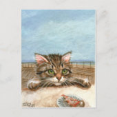 Kitten Cat Pizza Beach Postcard Postkarte (Vorderseite)