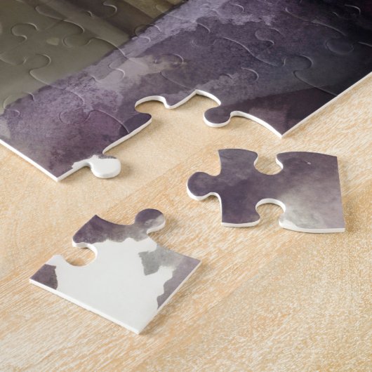 Kitten Cat Purple Flowers Sonnenlicht Puzzle (Seite)