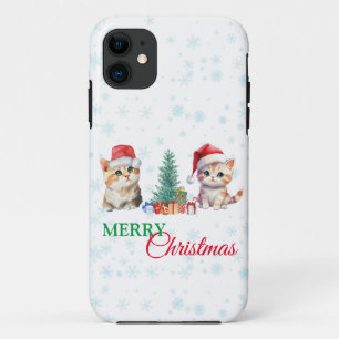 Kitten Cat Santa Red Green Frohe Weihnachts-Party Case-Mate iPhone Hülle