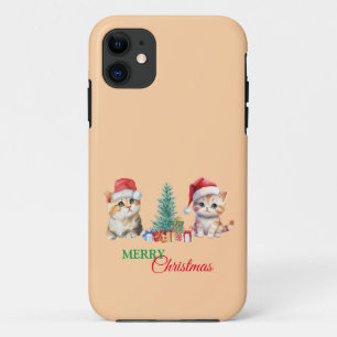 Kitten Cat Santa Red Green Frohe Weihnachts-Party Case-Mate iPhone Hülle
