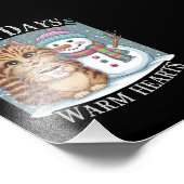 Kitten Cat und Snowman Friends Share Coffee Winter Fotodruck (Ecke)
