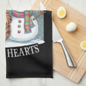 Kitten Cat und Snowman Friends Share Coffee Winter Geschirrtuch (Viertel Falte)