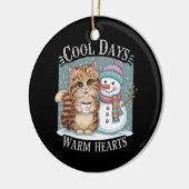 Kitten Cat und Snowman Friends Share Coffee Winter Keramik Ornament (Links)