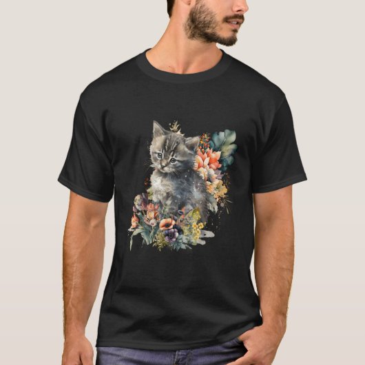 Kitten Cat Watercolor T-Shirt (Vorderseite)