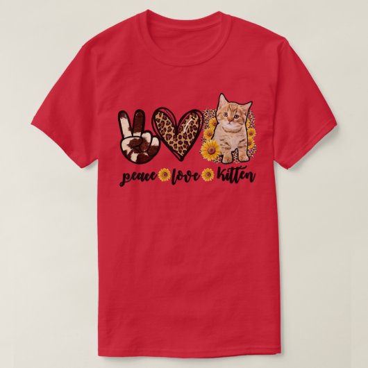 Kitten Cat Women leopard Peace Liebe Cat T-Shirt (Design vorne)
