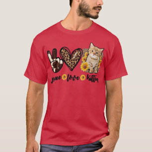 Kitten Cat Women leopard Peace Liebe Cat T-Shirt