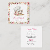 Kitten Chef Bakery Pink Quadratische Visitenkarte (Vorne/Hinten)