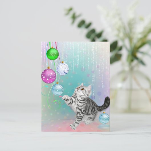 Kitten Christmas Feiertagspostkarte (Stehend Vorderseite)