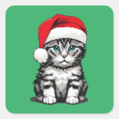 Kitten Christmas Quadratischer Aufkleber (Vorderseite)
