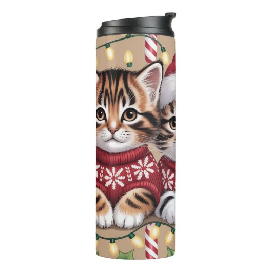 Kitten Christmas Treat Lineup Thermosbecher (Nach links gedreht)