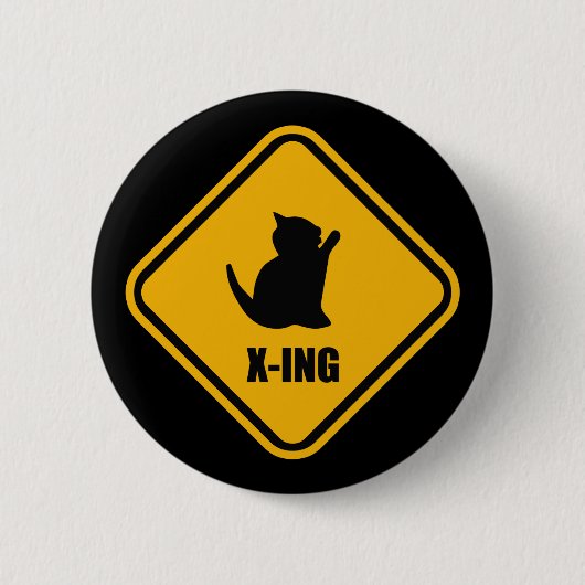 Kitten Crossing Cat Lover Street Zeichen Button (Vorderseite)