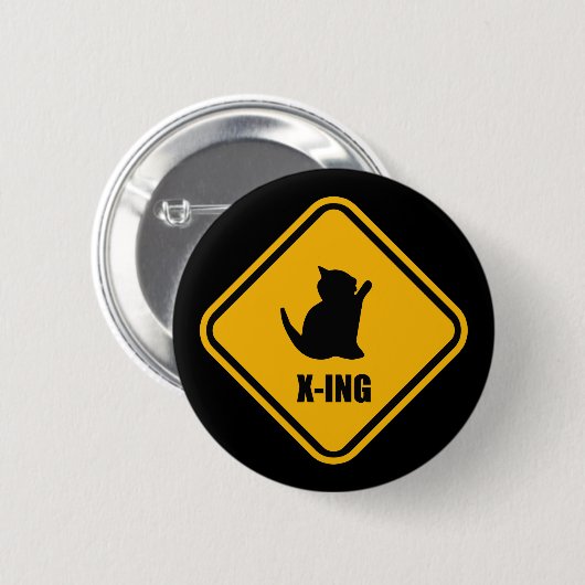 Kitten Crossing Cat Lover Street Zeichen Button (Vorne & Hinten)