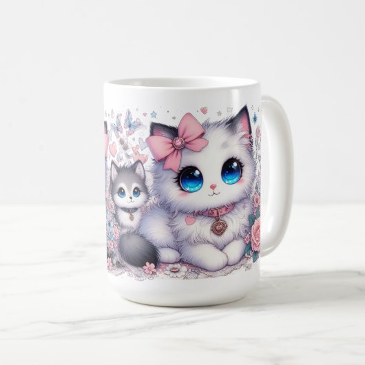 Kitten Cuteness Overload: funkelnde Mit Augen Katz Kaffeetasse (VorderseiteRechts)
