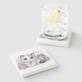 Kitten Cuteness Overload: funkelnde Mit Augen Katz Steinuntersetzer (Seitenansicht)