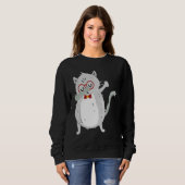 Kitten Dab I Grey Cat with Glasses I Dabbing Cats Sweatshirt (Vorne ganz)