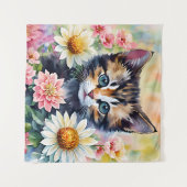 Kitten Daisy Blume Wasserfarben Kunst, Dichtung un Wandteppich (Vorderseite (Horizontal))