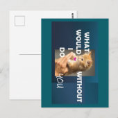 Kitten, der von einem Handtext gehalten wird, was Postkarte (Vorne/Hinten)