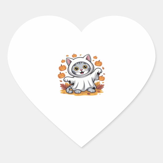 Kitten dressed as a ghost for Halloween Classic T- Herz-Aufkleber (Vorderseite)