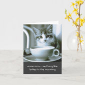 Kitten Drink Morning Latte Note Card Karte (Gelbe Blume)