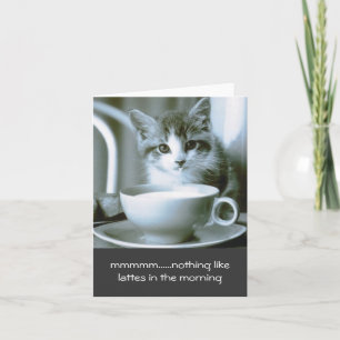 Kitten Drink Morning Latte Note Card Karte