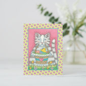 KITTEN & EASTER BASKET, NIEDLICHER CAT-URLAUB POST POSTKARTE (Stehend Vorderseite)