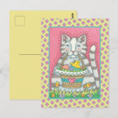 KITTEN & EASTER BASKET, NIEDLICHER CAT-URLAUB POST POSTKARTE (Vorne/Hinten)