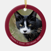 Kitten Erste Weihnachten Personalisierte Hauskatze Keramik Ornament (Vorne)