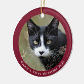 Kitten Erste Weihnachten Personalisierte Hauskatze Keramik Ornament (Links)