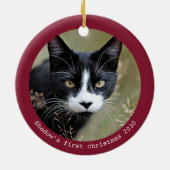 Kitten Erste Weihnachten Personalisierte Hauskatze Keramik Ornament (Hinten)