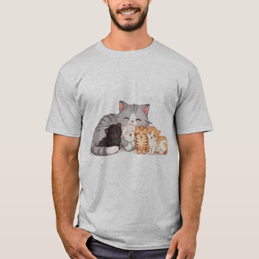 Kitten Family Snuggle T-Shirt (Vorderseite)