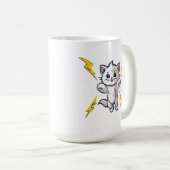 Kitten fierce pussy cat lightning bolts FEMALE ERA Kaffeetasse (VorderseiteRechts)
