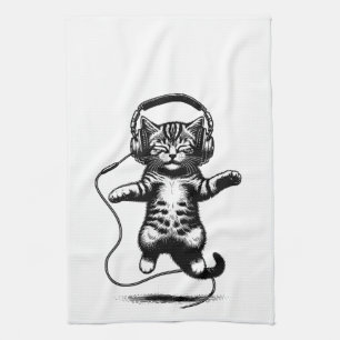 Kitten Floating Trage Kopfhörer, Audiophile Katze Geschirrtuch