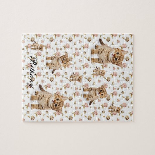 Kitten Floral Jigsaw Puzzle (Horizontal)