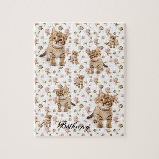 Kitten Floral Jigsaw Puzzle (Vertikal)