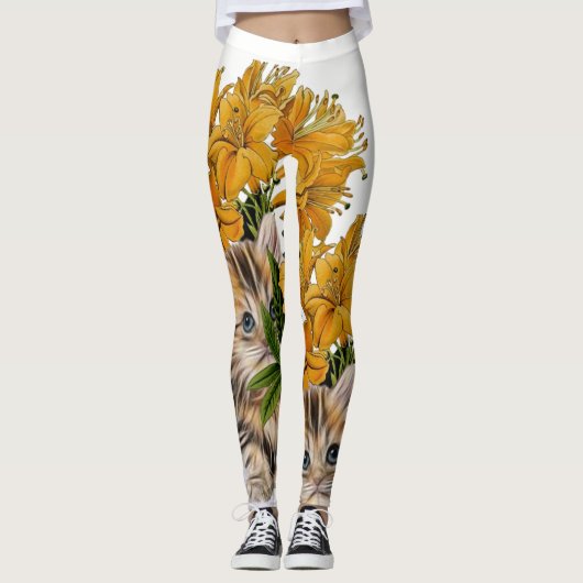 Kitten Floral Leggings (Vorderseite)