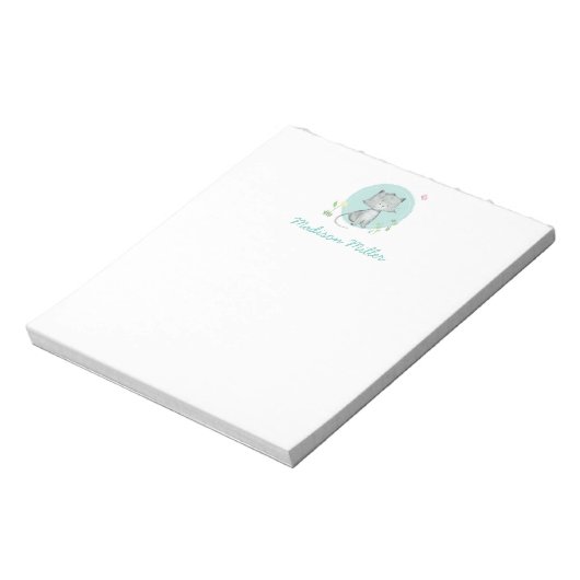 Kitten Floral Personalisiert Notepad Notizblock (Rotiert)