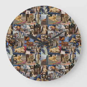 Kitten Foto Collage Große Wanduhr