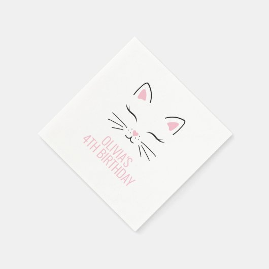 Kitten Geburtstagsparty Servietten pink (Ecke)