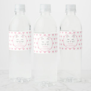 Kitten Geburtstagsparty Wasserflaschen Labels Herz Wasserflaschenetikett