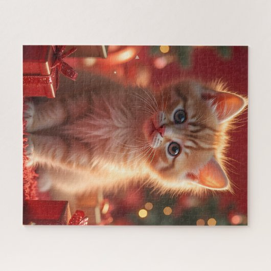 KITTEN GINGER CAT CHRISTMAS JIGSAW PUZZLE (Horizontal)