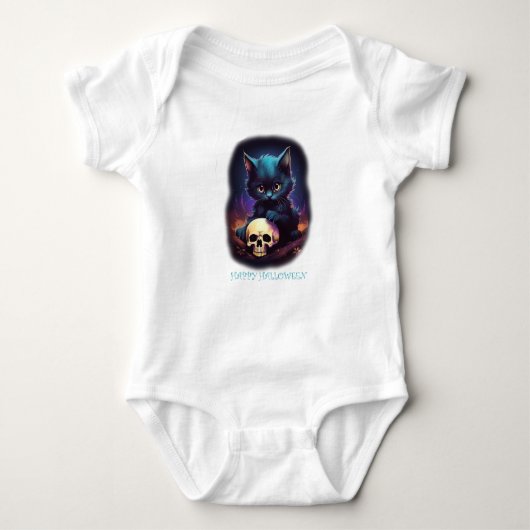 Kitten Halloween Skull Baby Strampler (Vorderseite)