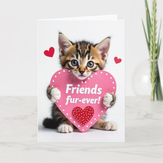 Kitten Heart Fur Ever Friends Card Karte (Vorderseite)