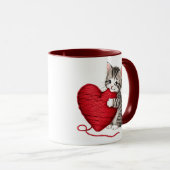 Kitten Heart Sweatshirt, Kitten with Yarn Heart Tasse (VorderseiteRechts)