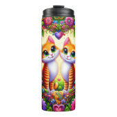 Kitten-Herz-Bogen-Frühlingsblumen Thermosbecher (Vorderseite)
